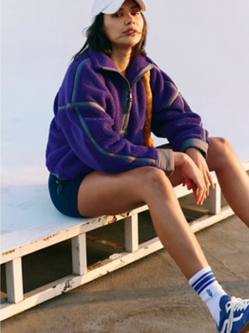 NWOT Free People Mountain High 1/2 Zip Fleece in Dark Amethyst